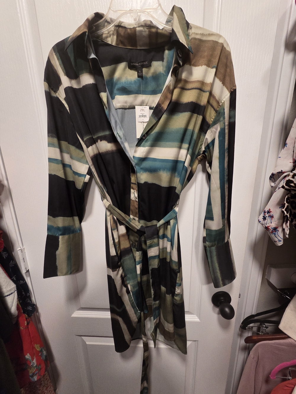Banana Republic Multicolor Striped Belted Shirt Dress